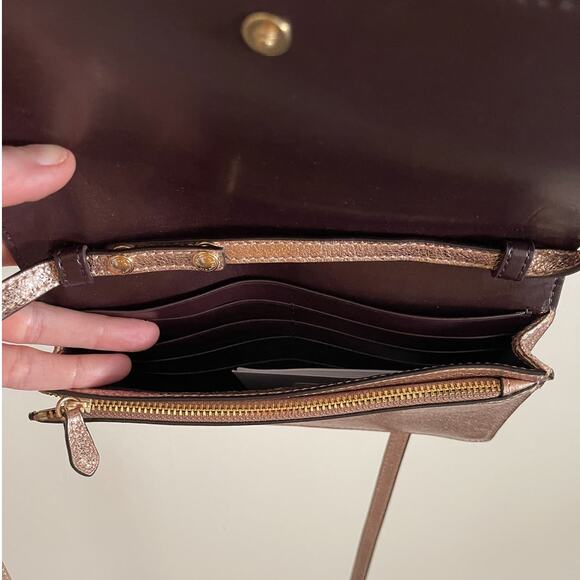 NWT Coach Foldover Clutch Rose Gold Crossbody - Picture 9 of 10